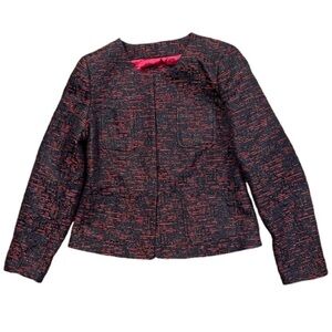 Elegant Textured Set Serrani Italy Metallic Skirt Suit 6/8 Red Black